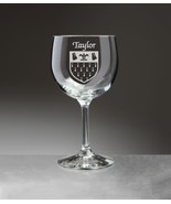 Taylor Irish Coat of Arms Red Wine Glasses - Set of 4 (Sand Etched) - $93.52 CAD