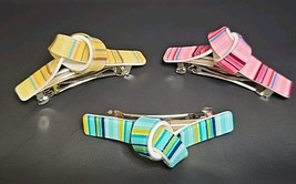 Vintage 1990s Lucite Acrylic Knotted Hair Clips Barrettes Multicolored L... - $35.68
