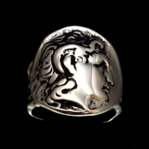 Sterling silver ring Alexander the Great coin Macedonia ancient Greek King high  - £87.81 GBP