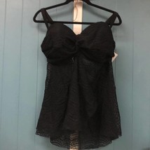 Smart &amp; Sexy Swim Women&#39;s 40D black lace Bandeau Tankini top SA623 NWT lingerie - £21.31 GBP