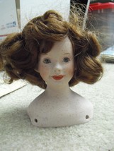 OOAK Art Porcelain Red Head with Freckles Girl Doll Head Shoulders 5" Tall - $38.61