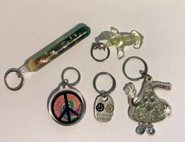5 Retro Keychains Magic Wand Peace Sign Friends Forever Hersey&#39;s Kiss Baby Seal - £14.43 GBP