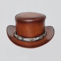 Pale Rider | Mens Leather Top Hat | Snake Skin Trim Hatband Vintage Smok... - £30.80 GBP+