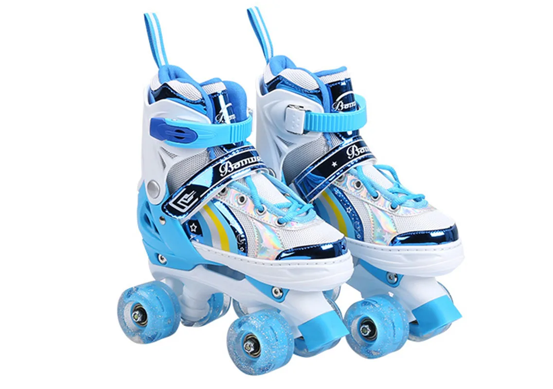 Kids Inline Roller Skate Shoes 4 Wheels Flash Sneakers Boy Girl Child Beginner A - £222.04 GBP