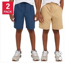 Champion Girls Boys Shorts Blue Tan 2-Pack Active Elastic Waist Lightweight - $36.99