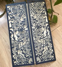 50pcs Pearl Navy Blue laser cut Wedding Invitations,rose flower invitation cards - £48.28 GBP