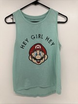 Super Mario Hey Girl Hey Women&#39;s Ocean Wave Green Tank Top Shirt Medium M - $9.85