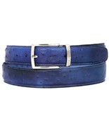 Paul Parkman Mens Belt Genuine Ostrich Blue Hand-Painted Exotic B04-BLU - $269.99