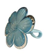 Vintage Art Glass Blue Flower Sculpture Hand Blown Swirl Stem Mid Centur... - $31.50