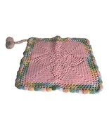 Vintage Handmade Crochet Knit Baby Doll Blanket Small Cover Pastel Borde... - £9.76 GBP