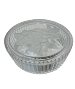 Vintage Teleflora Lead Crystal Trinket Jewelry Box Ribbed Frosted Rose 4... - £9.31 GBP