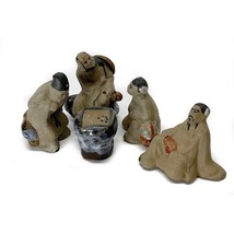 Set of 4 Small Figurine Chinese Asian Mudmen Mudman Clay Playin Game 2&quot; ... - £23.19 GBP