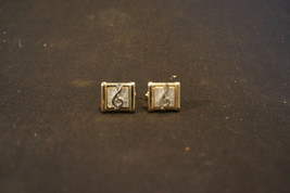 Music Note Pair Of Cufflinks Jewelry Gold &amp; Silver Tone Square - £24.07 GBP