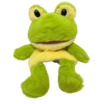 Spark Create Imagine Plush Green Yellow Frog Hand Puppet Stuffed Animal 12&quot; - £7.67 GBP