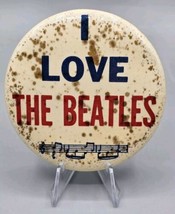 VINTAGE 1964 &quot;I Love The Beatles&quot; 3.5&quot; Button Pin, Music Memorabilia - £11.93 GBP