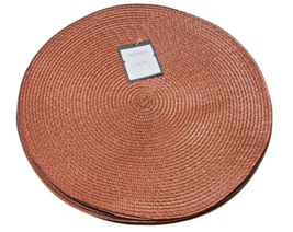 Threshold Charger Placemat Set Orange Round 15&quot; Diameter Straw  (8) Pieces - £17.36 GBP