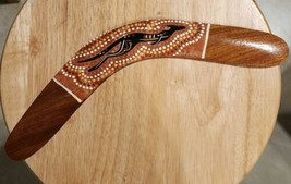 Vintage Australian Wood BOOMERANG Hand-made Kangaroo Design Signed Kathy... - £34.79 GBP