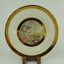 Chokin Peacocks &amp; Flowers Gold Edged Plate 6&quot;  Japan  With Box BFGR0 - £14.12 GBP