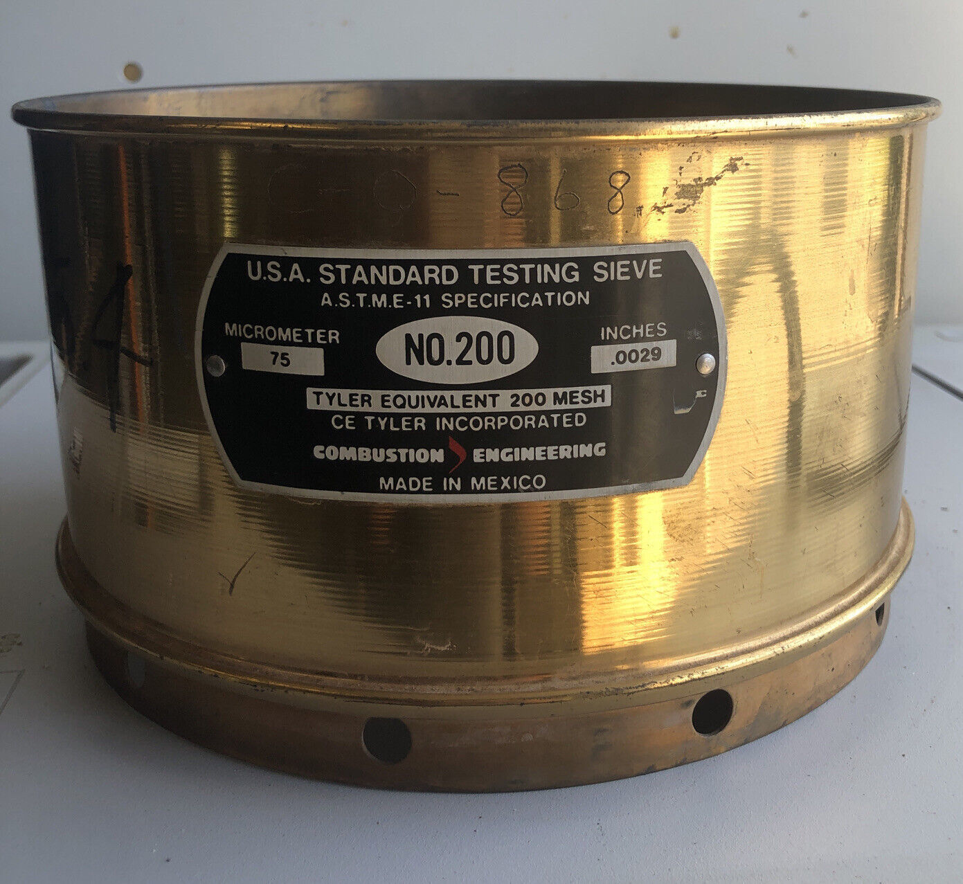 CE Tyler No. 200; 75 Micro.m/0.0029” USA Standard Testing Sieve - $49.00