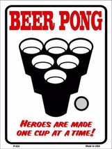 Beer Pong Funny Humor 9" x 12" Metal Novelty Parking Sign - £7.94 GBP
