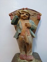 Charles Dickens ANRI Mr Dick Vintage Carved Wood Figurine 1920&#39;s Italy Xmas Gift - £48.91 GBP