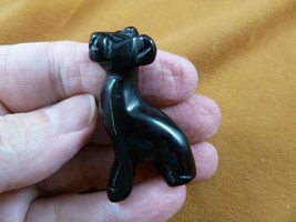 (Y-GIR-ST-562) black GIRAFFE giraffes stone carving FIGURINE gemstone gi... - $14.01