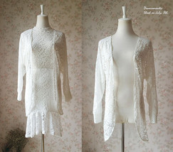 Ivory White Long Sleeve Stretch Lace Cover Up Women Custom Plus Size Lace Bolero image 1