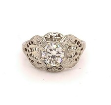 Authenticity Guarantee 
18k White Gold Filigree Art Deco .60ct Genuine Natura... - £1,747.71 GBP