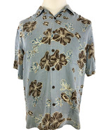 JOS. A. BANK Men&#39;s Shirt Short Sleeve Button Up Floral Blue Brown 100% S... - £21.23 GBP