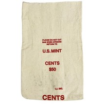 Vintage U.S. MINT Cents $50 Cloth Bag Sack Red Lettering Empty 10.25&quot; x ... - $17.10