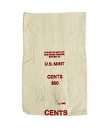 Vintage U.S. MINT Cents $50 Cloth Bag Sack Red Lettering Empty 10.25&quot; x ... - $23.38 CAD