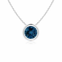 ANGARA Bezel-Set Round London Blue Topaz Solitaire Pendant Necklace in Silver - £105.79 GBP