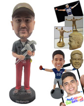 Personalized Bobblehead Stylish Engineer In His Outfit Holding Engineering Equip - £71.26 GBP