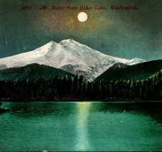 Mount Mt Baker Night View Moonlit From Baker Lake 1913 Vtg Postcard Ed Mitchell - £7.86 GBP