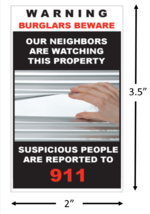 Neighbor Watch  + We Call 911 Warning Stickers / 6 Pack + FREE Shipping - $5.55