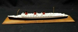 Vtg Metal Souvenir QUEEN MARY DIECAST Wood Base 1/1250 SCALE Painted Toy  - $45.00