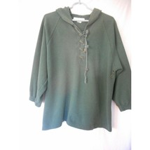 Green Hoodie Lace up Henley Sweatshirt Size M - $148.61 MXN