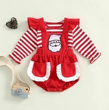 NEW Christmas Santa Shirt &amp; Romper Jumpsuit Baby Girls Outfit Set - $9.59