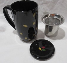 Davids Tea Black Leaves Colour Color Changing Nordic Mug w/lid, Infuser 16 Oz - £35.43 GBP