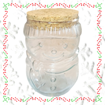 Vintage Libbey Clear Glass Snowman Jar Apothecary Style Cork Lid 5&quot; - $12.19