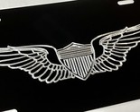 Engraved Army Aviator Wings Car Tag Diamond Etched Black Metal License P... - $22.95