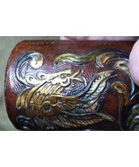 Old Vintage Spanish Tooled Leather and Wood  Jewelry Trinket Chest Box Bird - $798.36 MXN
