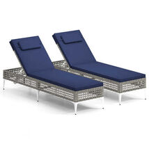 2 Pieces Patio Chaise Lounge Chair with 6-Level Adjustable Backrest and ... - $297.80