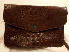 Vintage Spulcioni Firenze Large Brown Leather Envelope Clutch Made in Italy - £35.48 GBP