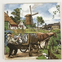Dutch Tile Ter Steege Holland Decorative Trivet Milkman Farm Horse Scene 6 X 6 - £15.52 GBP