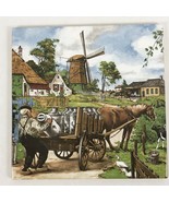 Dutch Tile Ter Steege Holland Decorative Trivet MILKMAN FARM HORSE Scene... - £15.47 GBP