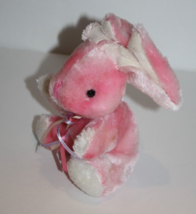 Dan Dee Easter Bunny Rabbit Stuffed Toy Pink Plush 5&quot; Fold Over Floppy Long Ears - £7.68 GBP