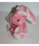 Dan Dee Easter Bunny Rabbit Stuffed Toy Pink Plush 5&quot; Fold Over Floppy L... - £7.79 GBP