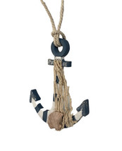 Kurt Adler Wooden Anchor Ornament 4.5 inch Off Blue Coastal Beach Hanging - £7.69 GBP