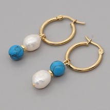 Go2Boho Freshwater Baroque Pearl Drop Dangle Earring Women Jewelry Stainless Ste - £7.31 GBP